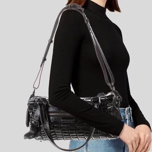 Burberry Patent Leather Cartridge-Pleated Bag